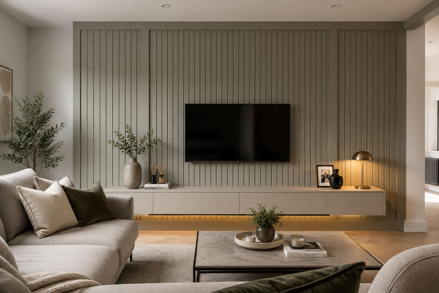 modern walling panelling installation in lounge in Aylesham